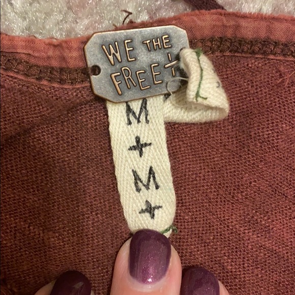 Maroon Long sleeve tee FREE PEOPLE - Picture 4 of 4